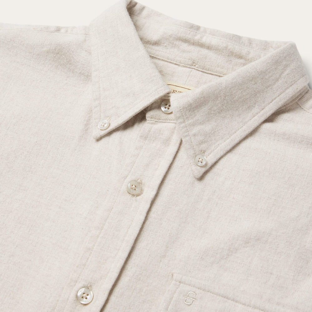Heathered Flannel Button-Down Shirt White | Stetson