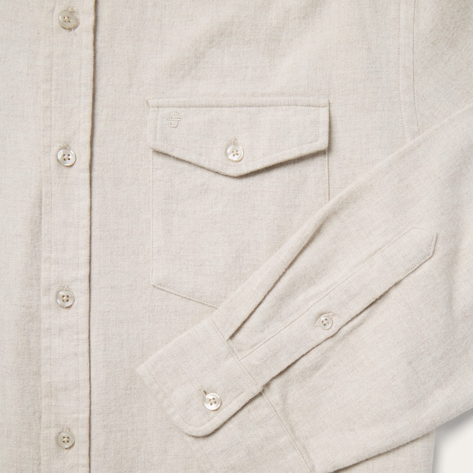Heathered Flannel Button-Down Shirt White | Stetson