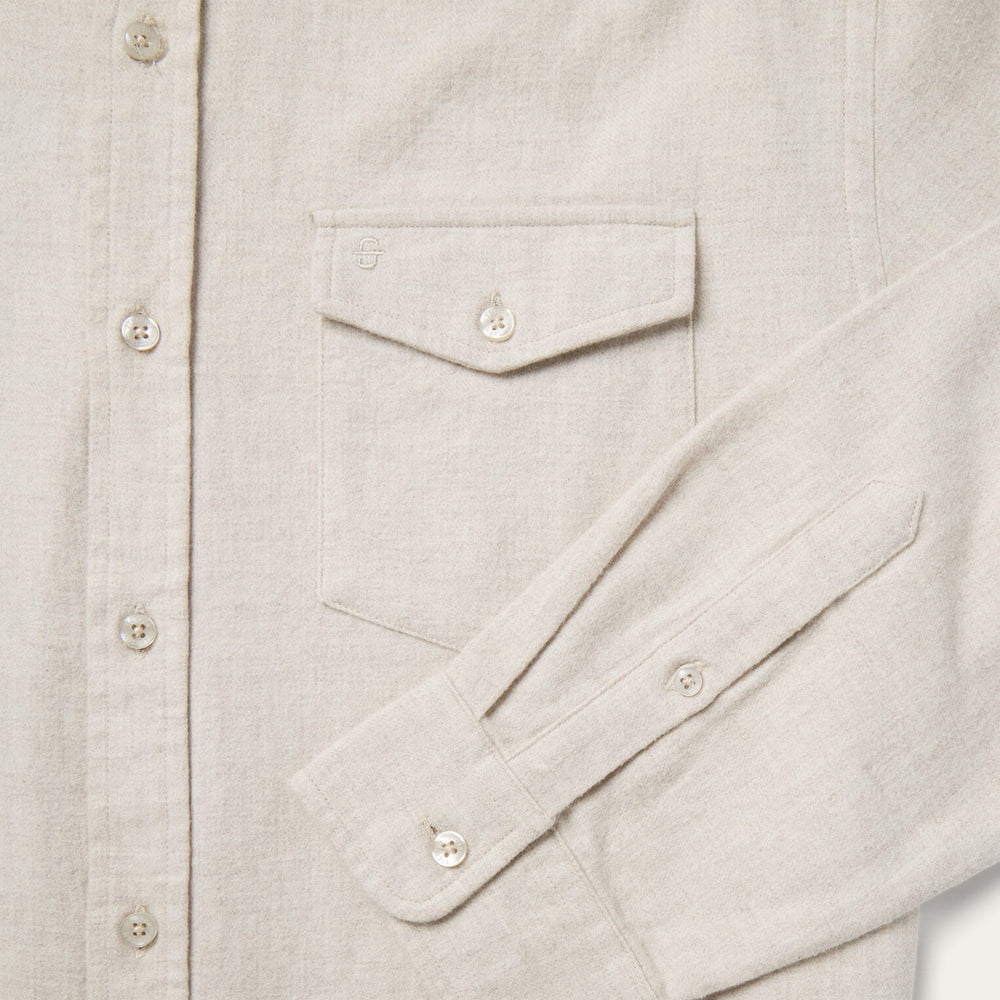 Heathered Flannel Button-Down Shirt White | Stetson
