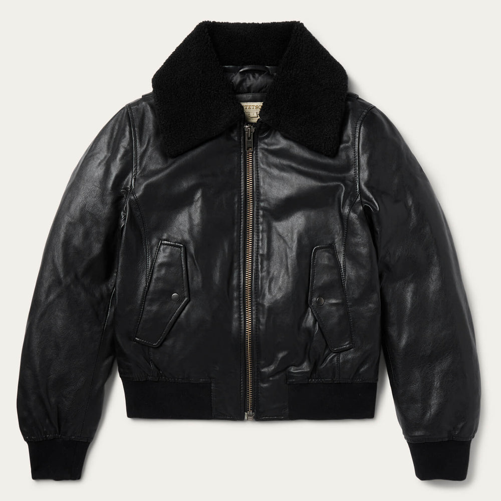 Leather Bomber Jacket Black | Stetson