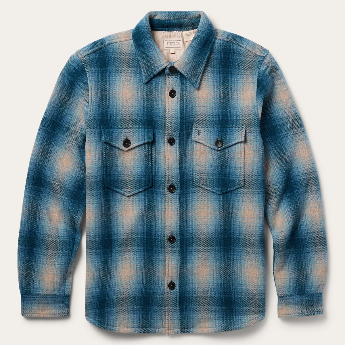 Wool Plaid Shirt Jacket Blue | Stetson