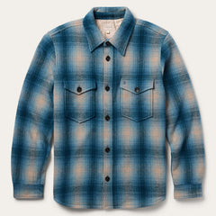 Wool Plaid Shirt Jacket Blue | Stetson