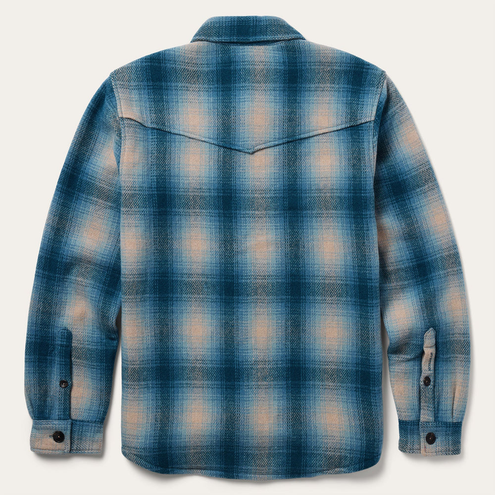 Wool Plaid Shirt Jacket Blue | Stetson