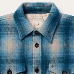 Wool Plaid Shirt Jacket Blue | Stetson