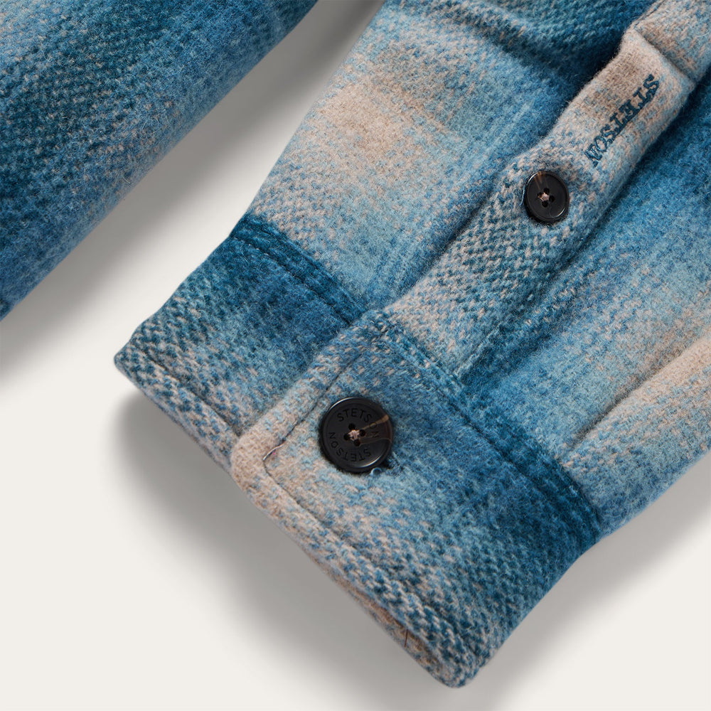 Wool Plaid Shirt Jacket Blue | Stetson