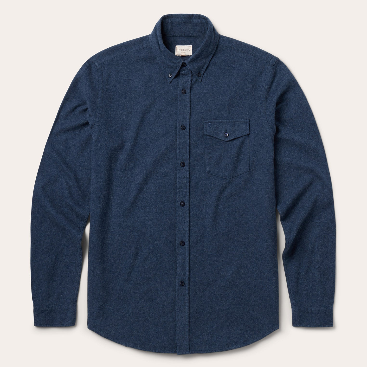 Heathered Flannel Button-Down Shirt Blue | Stetson