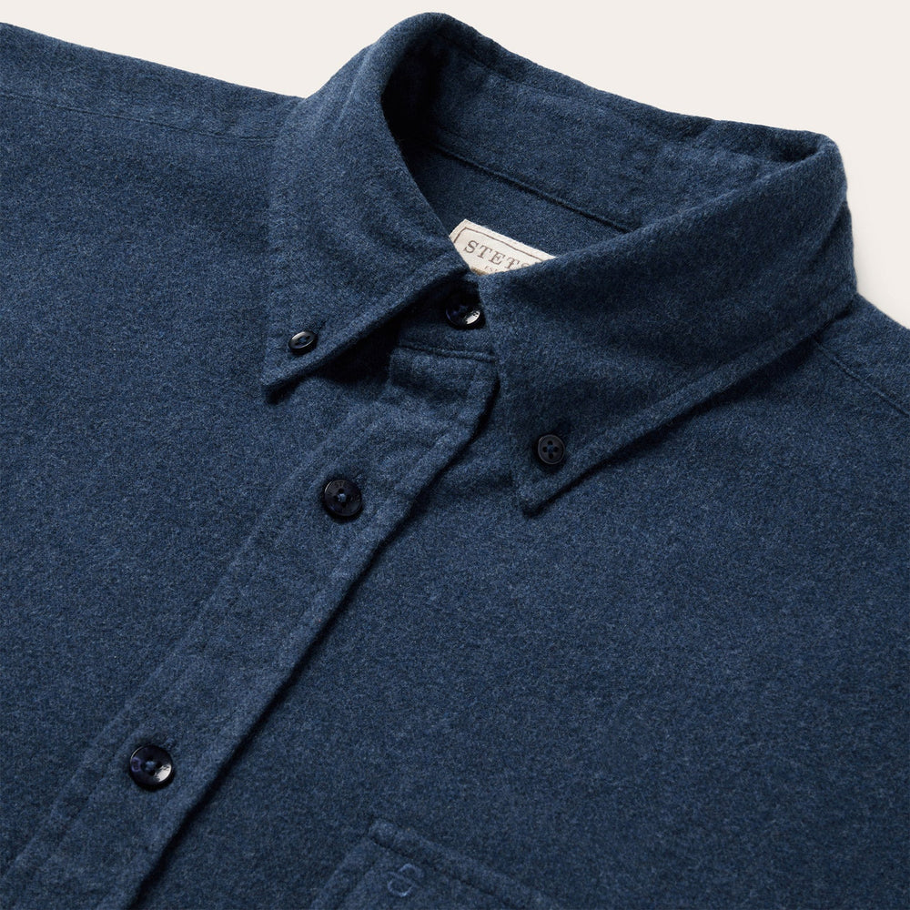 Heathered Flannel Button-Down Shirt Blue | Stetson