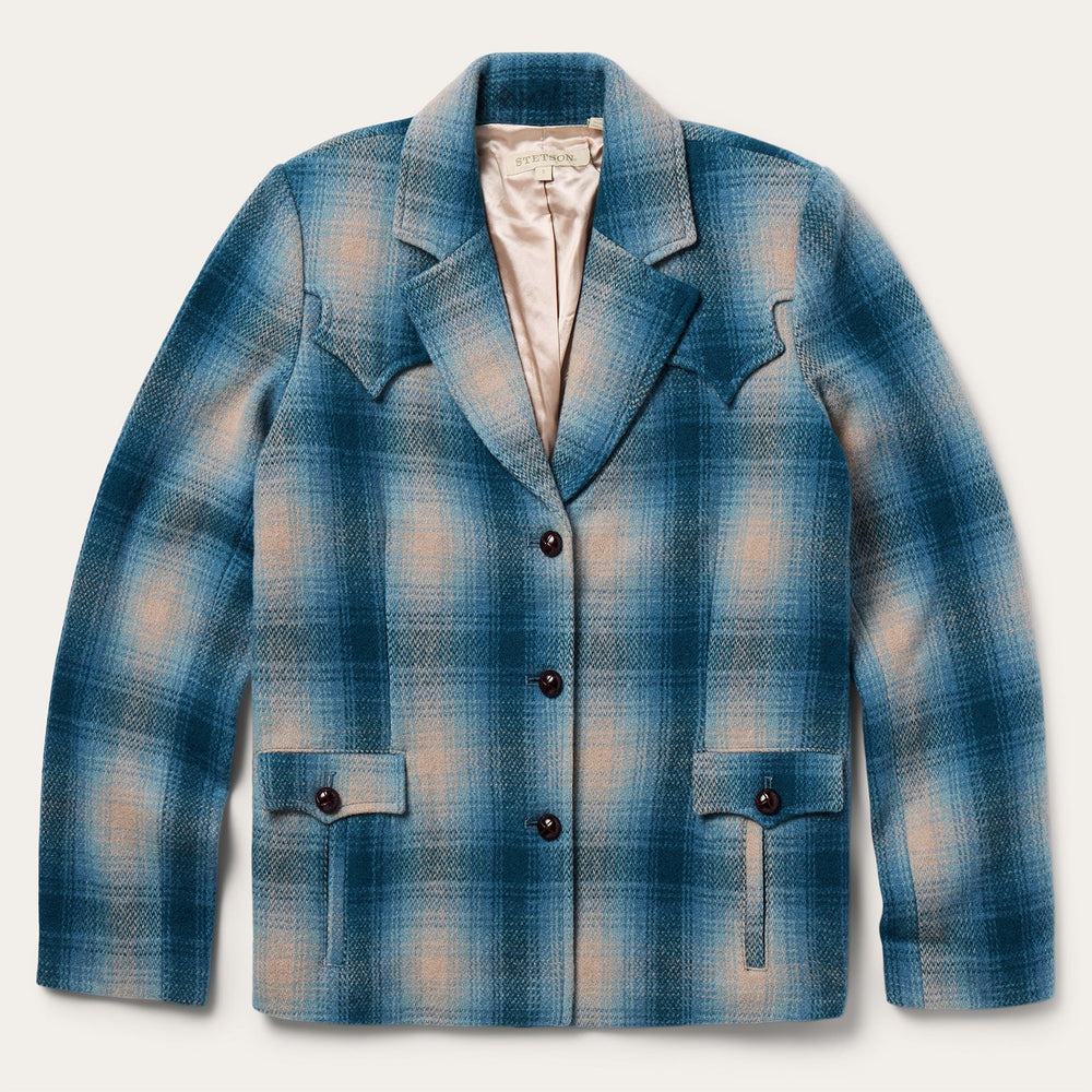 Wool Plaid Western Blazer Navy | Stetson