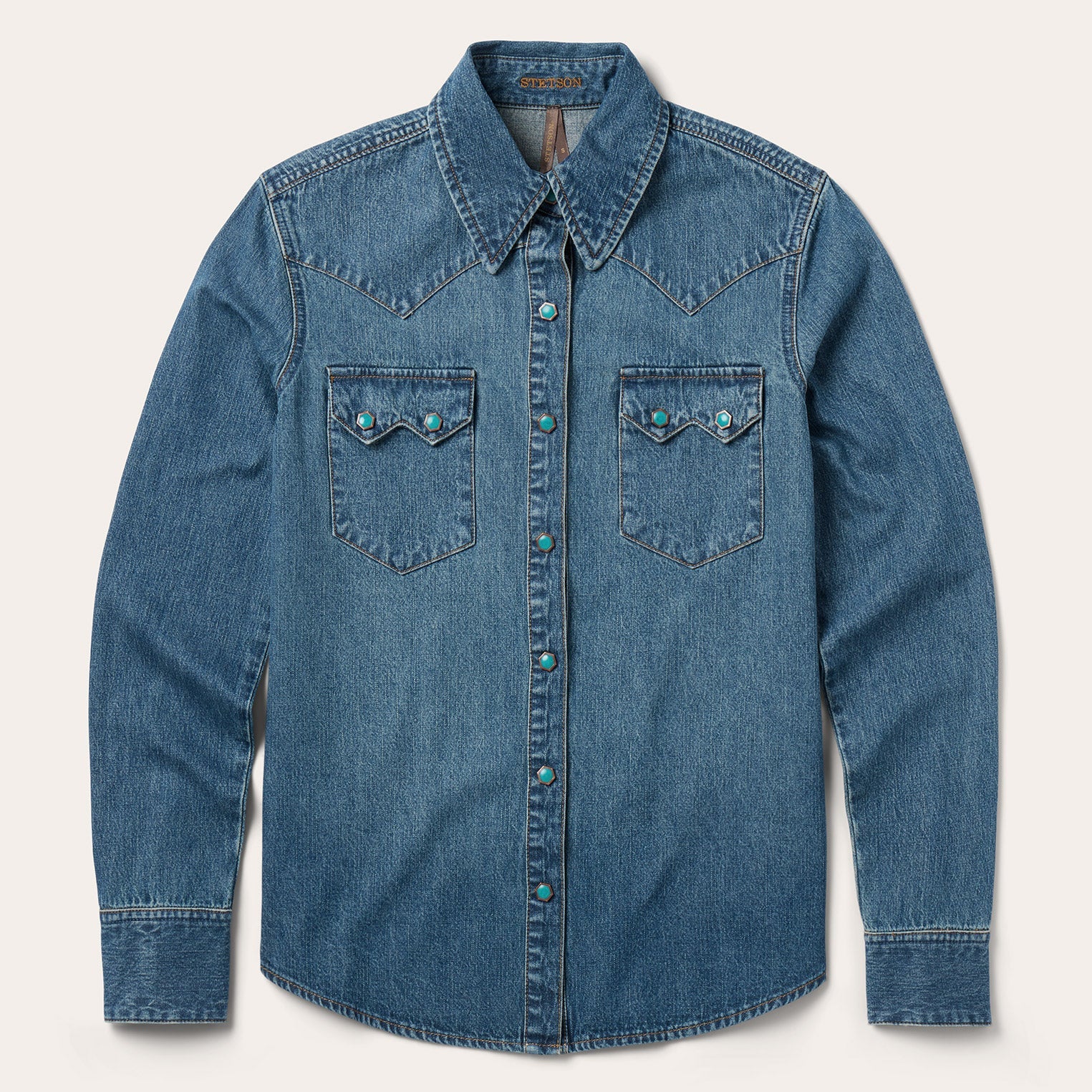 Turquoise Snap Western Denim Shirt Blue | Stetson