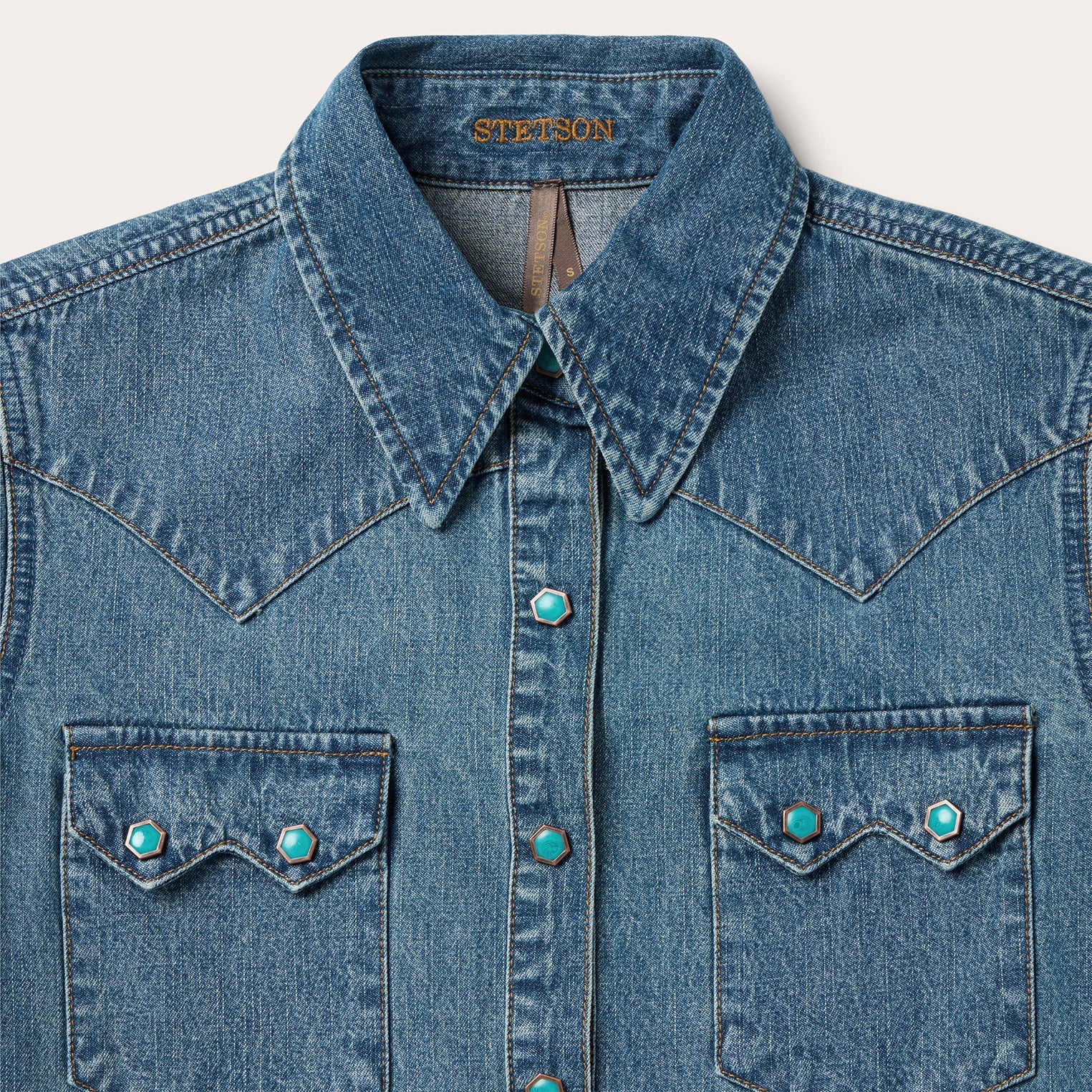 Turquoise Snap Western Denim Shirt Blue | Stetson