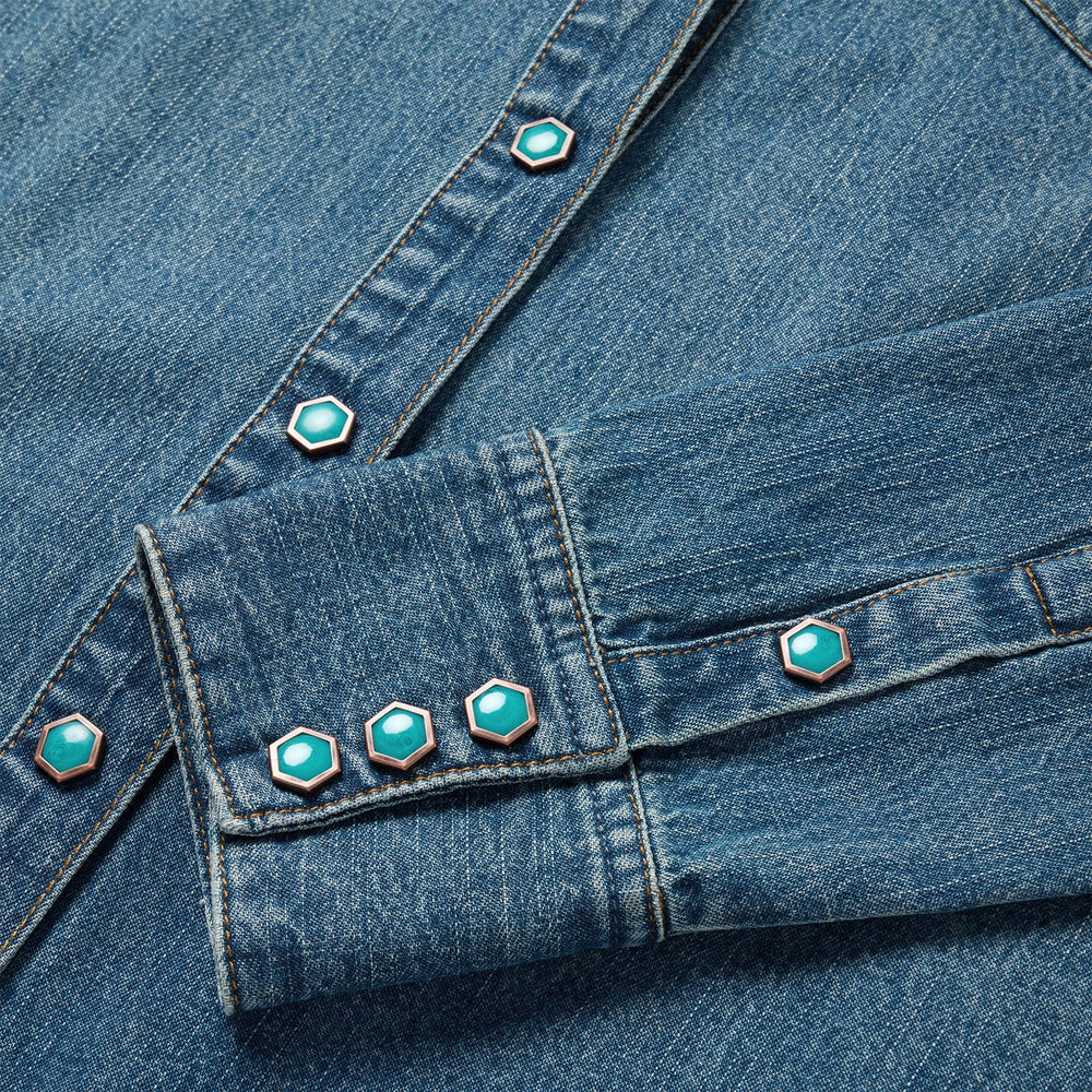 Turquoise Snap Western Denim Shirt Blue | Stetson