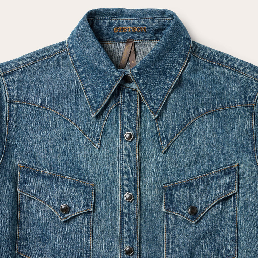Chocolate Snap Western Denim Shirt Blue | Stetson