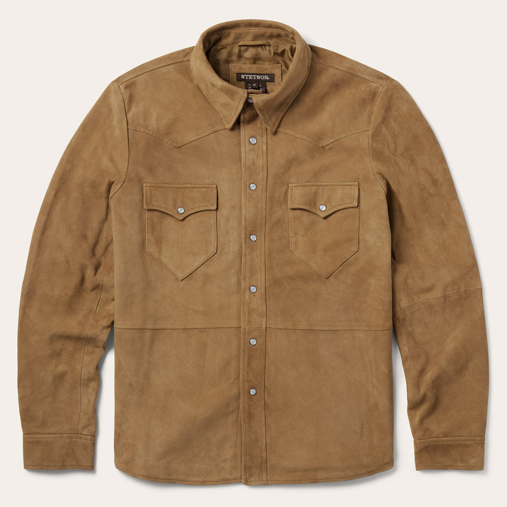 Suede Leather Shirt Jacket Brown | Stetson