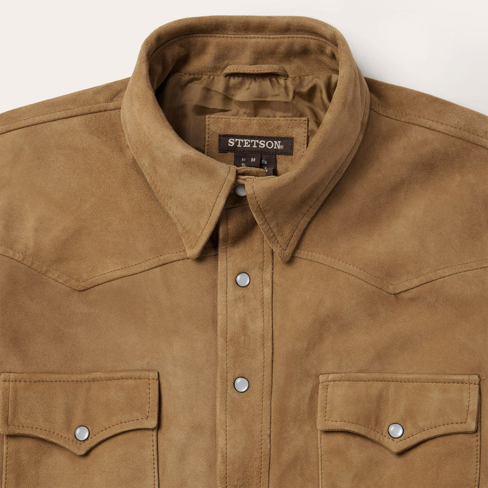 Suede Leather Shirt Jacket Brown | Stetson