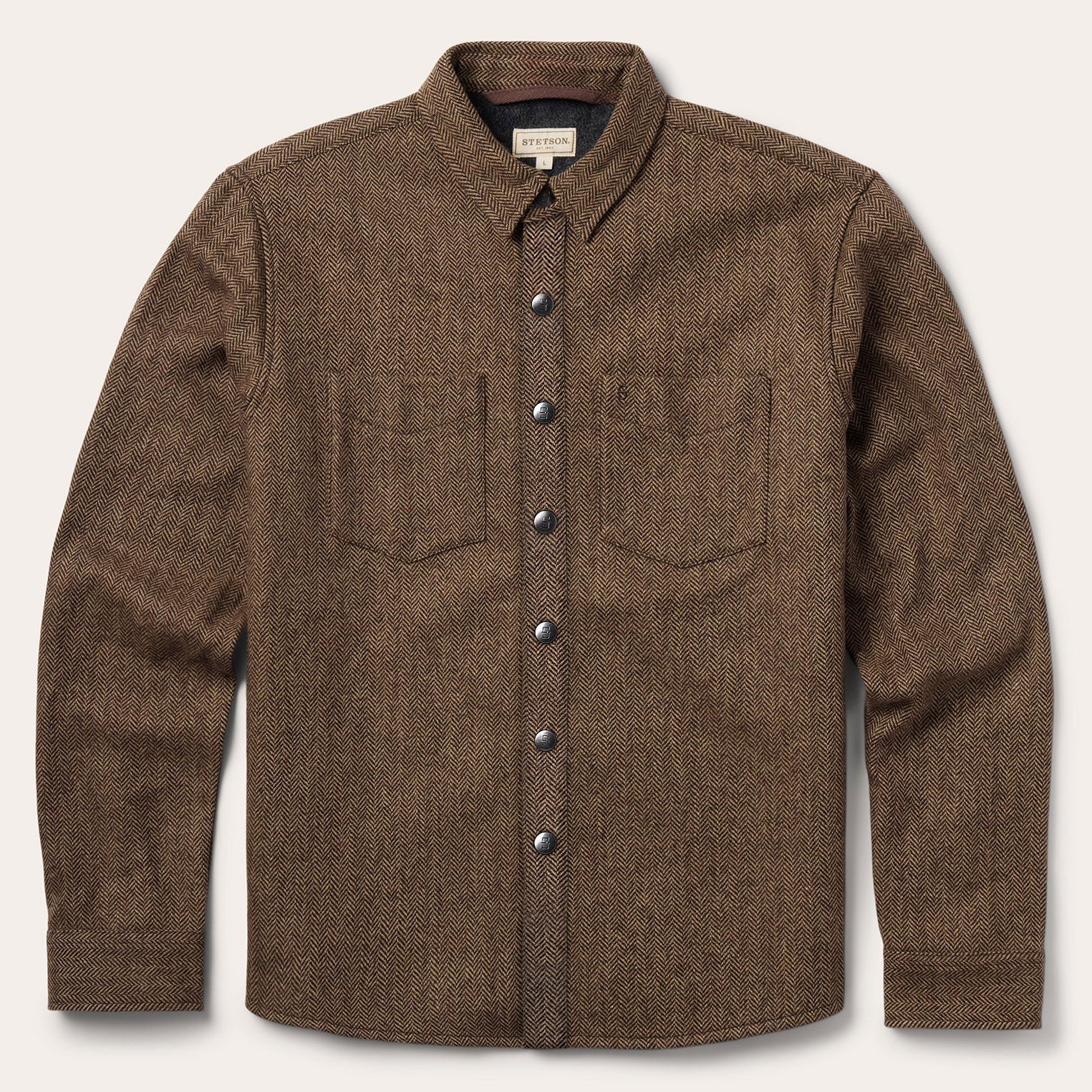 Herringbone Shirt Jacket Brown | Stetson