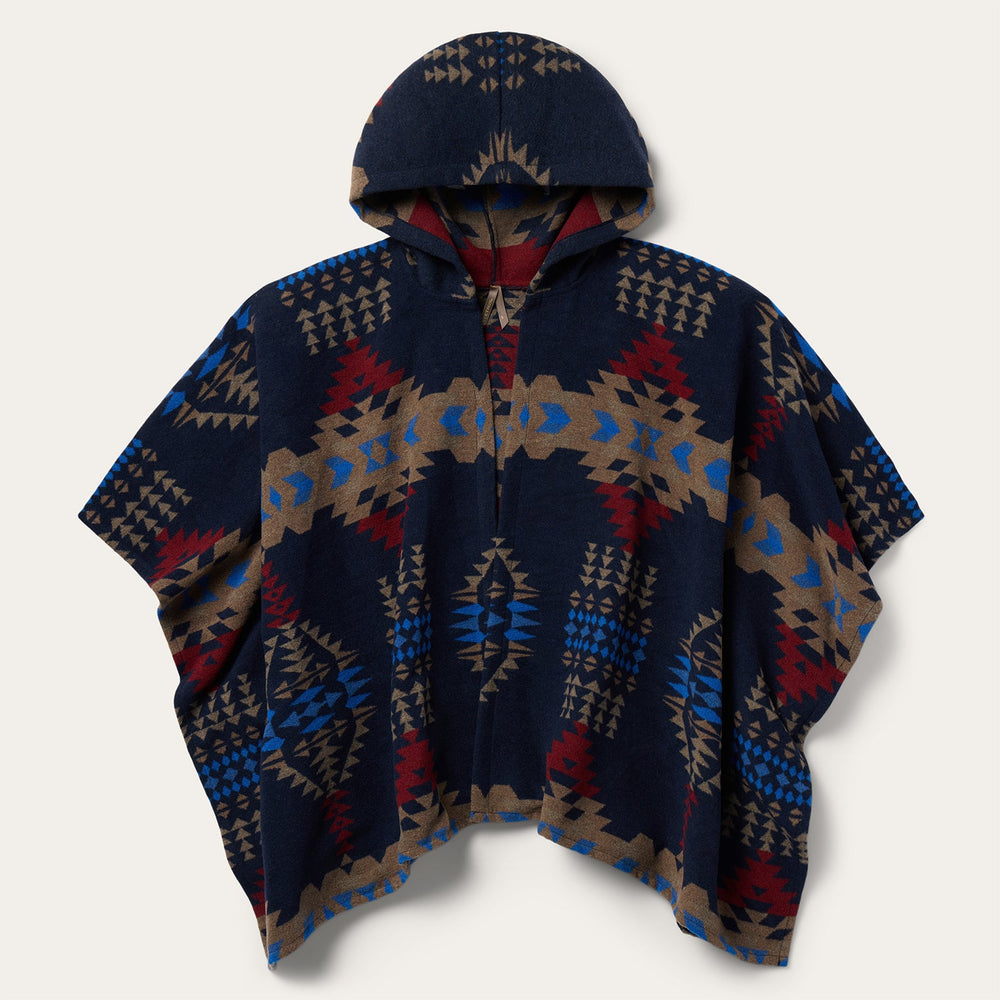 Hooded Serape Blanket Wrap Blue | Stetson