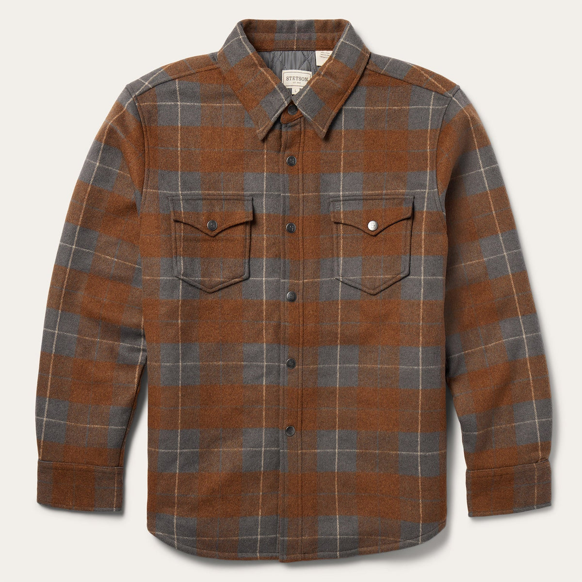 Plaid Western Shirt Jacket Brown | Stetson