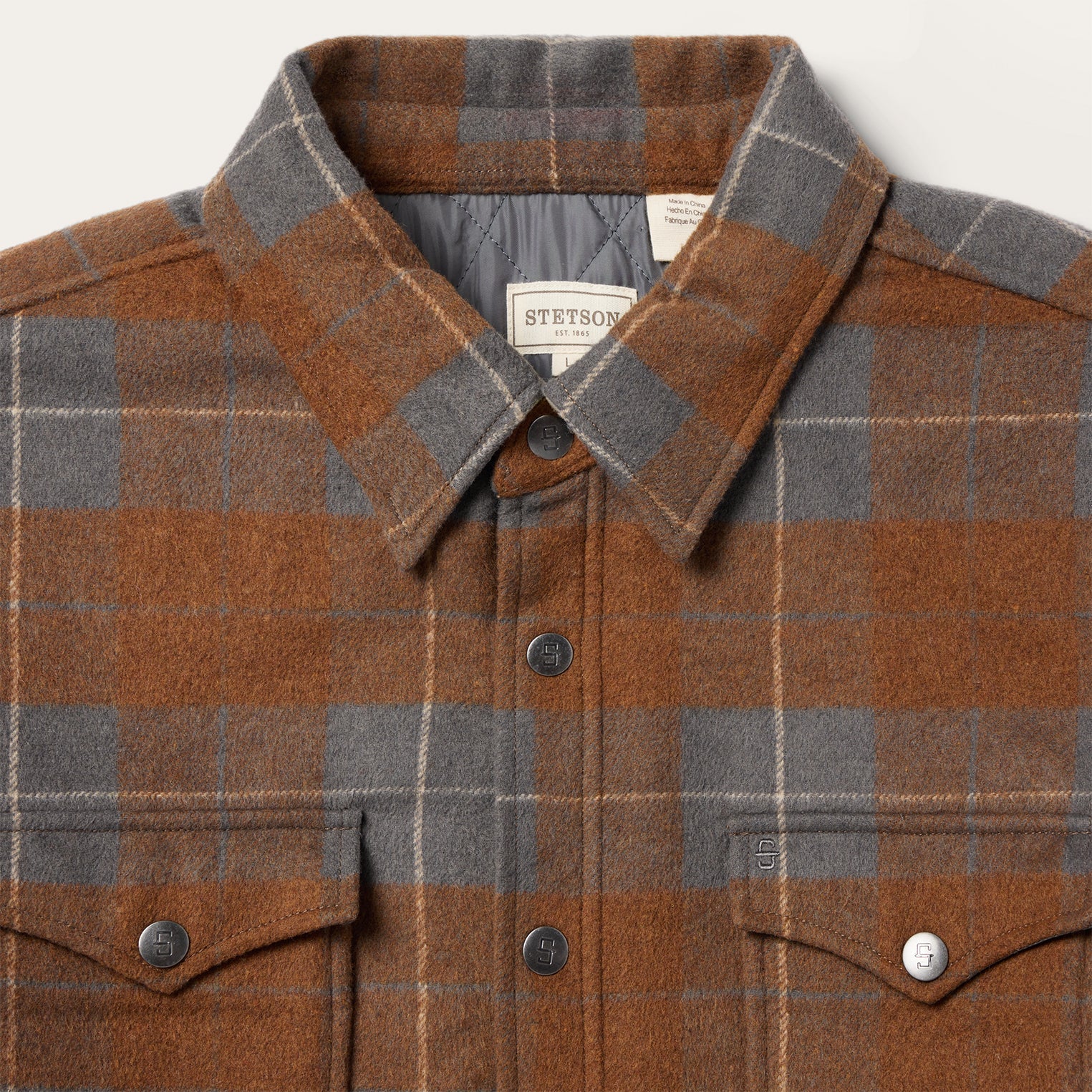 Plaid Western Shirt Jacket Brown | Stetson