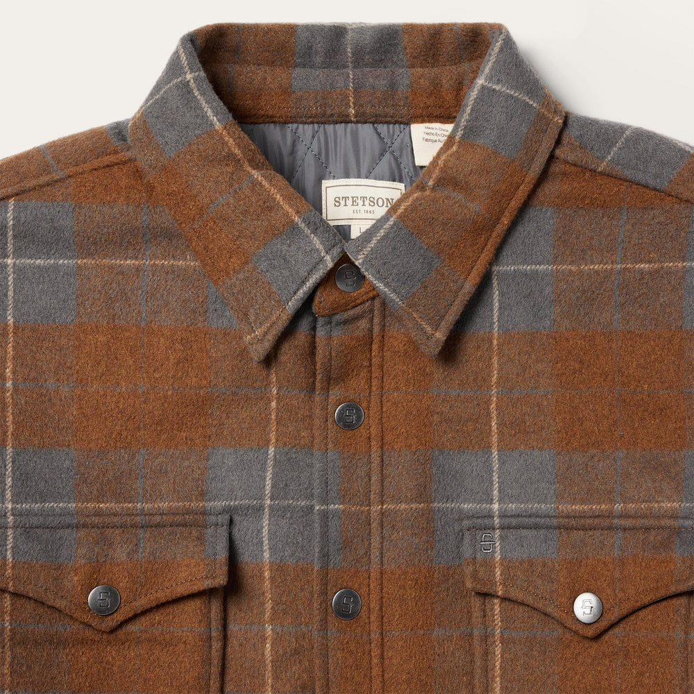Plaid Western Shirt Jacket Brown | Stetson