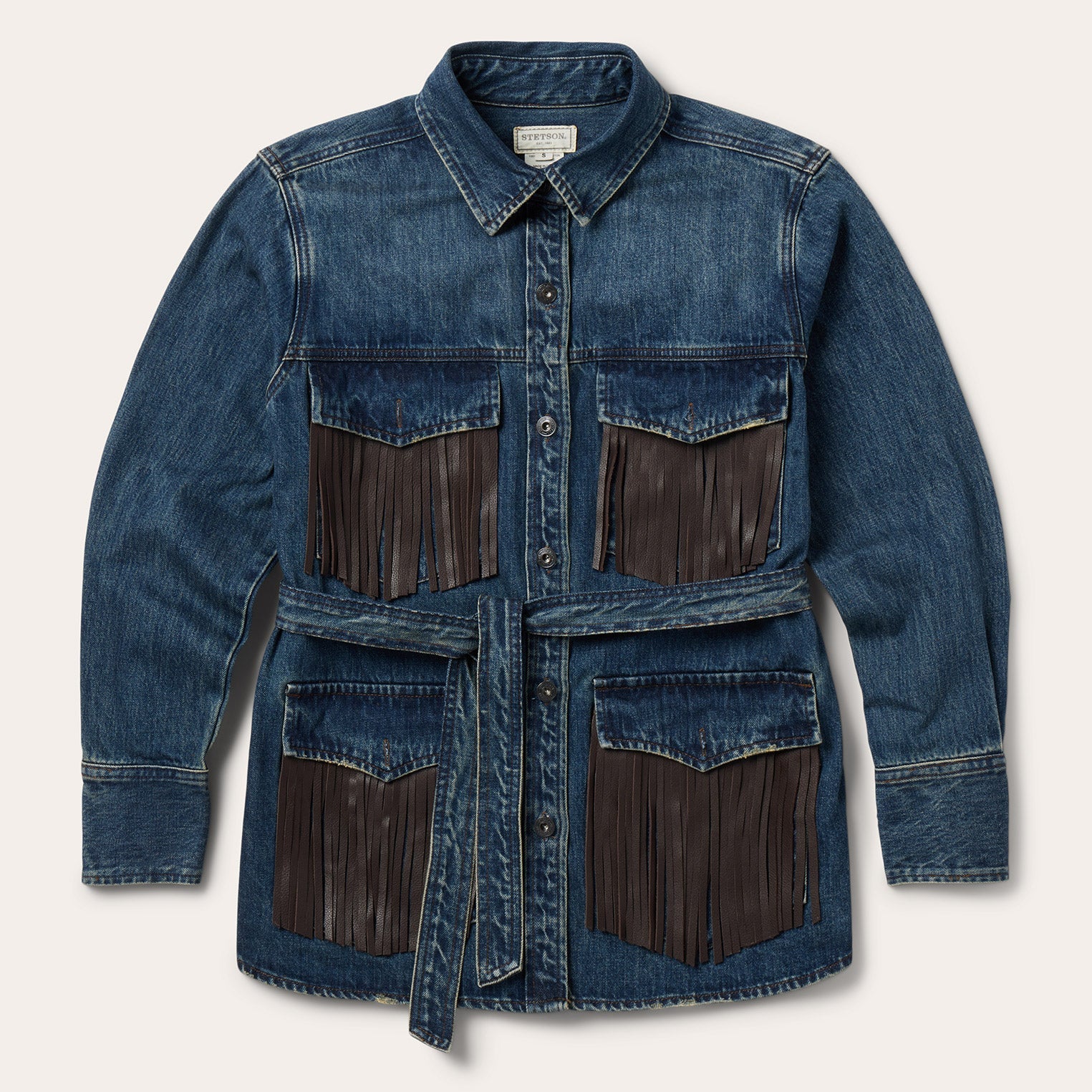 Dark Denim Fringe Jacket Blue | Stetson