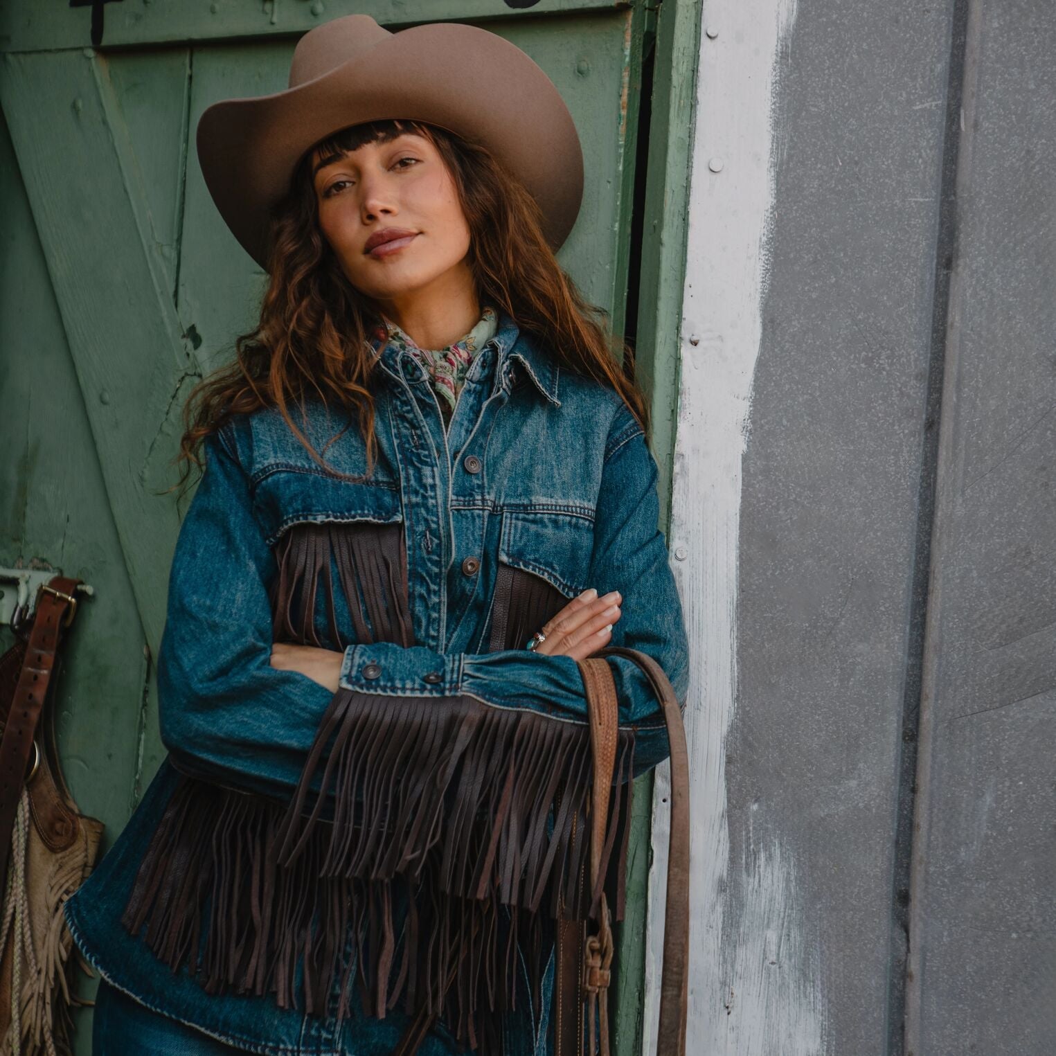 Dark Denim Fringe Jacket Blue | Stetson