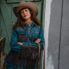 Dark Denim Fringe Jacket Blue | Stetson