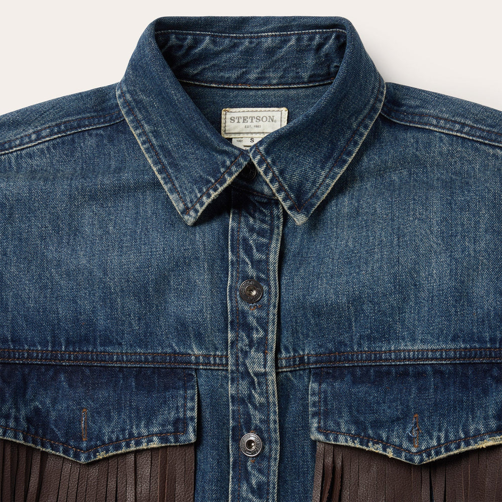 Dark Denim Fringe Jacket Blue | Stetson