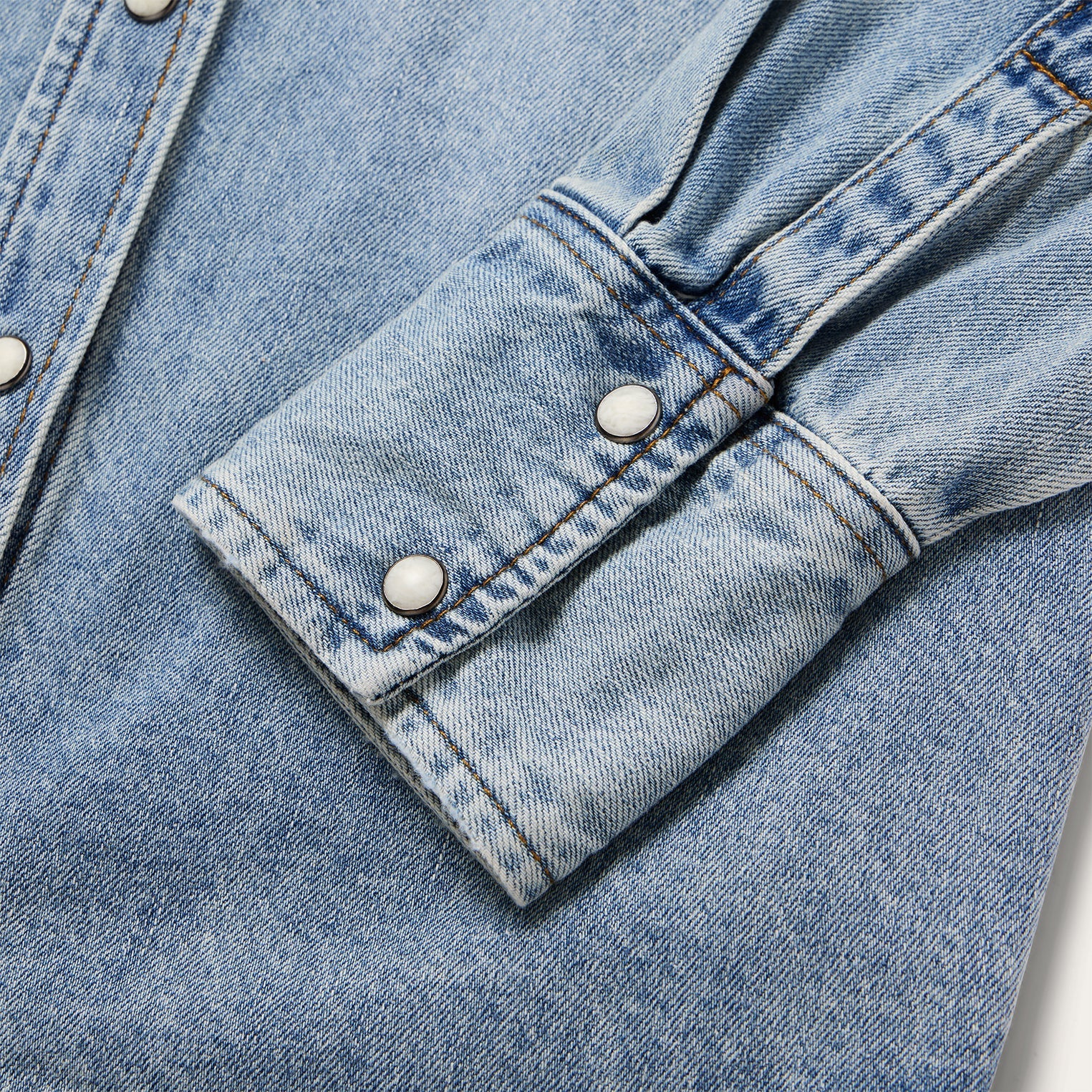 Embroidered Loose Fit Denim Shirt Blue | Stetson