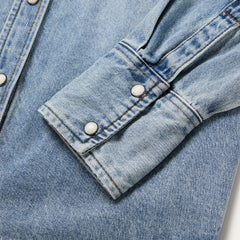 Embroidered Loose Fit Denim Shirt Blue | Stetson