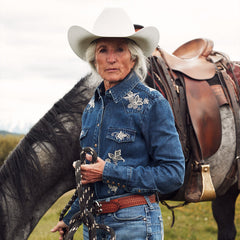 Floral Embroidered Dark Denim Shirt Blue | Stetson