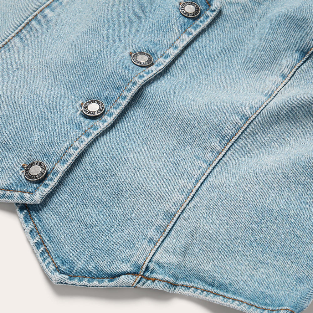 Light Rinse Denim Vest Blue | Stetson