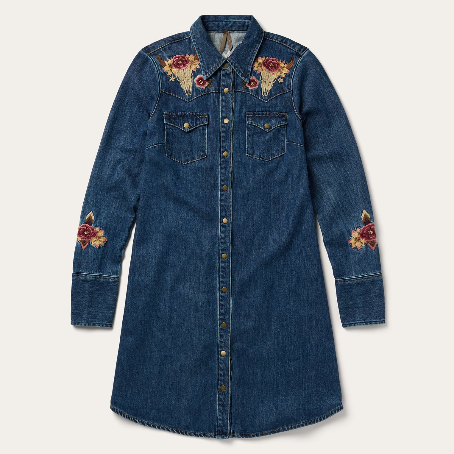Embroidered Western Shirt Dress Blue | Stetson