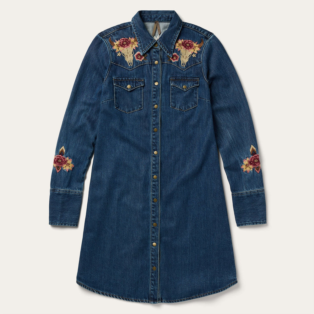 Embroidered Western Shirt Dress Blue | Stetson