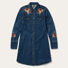 Embroidered Western Shirt Dress Blue | Stetson