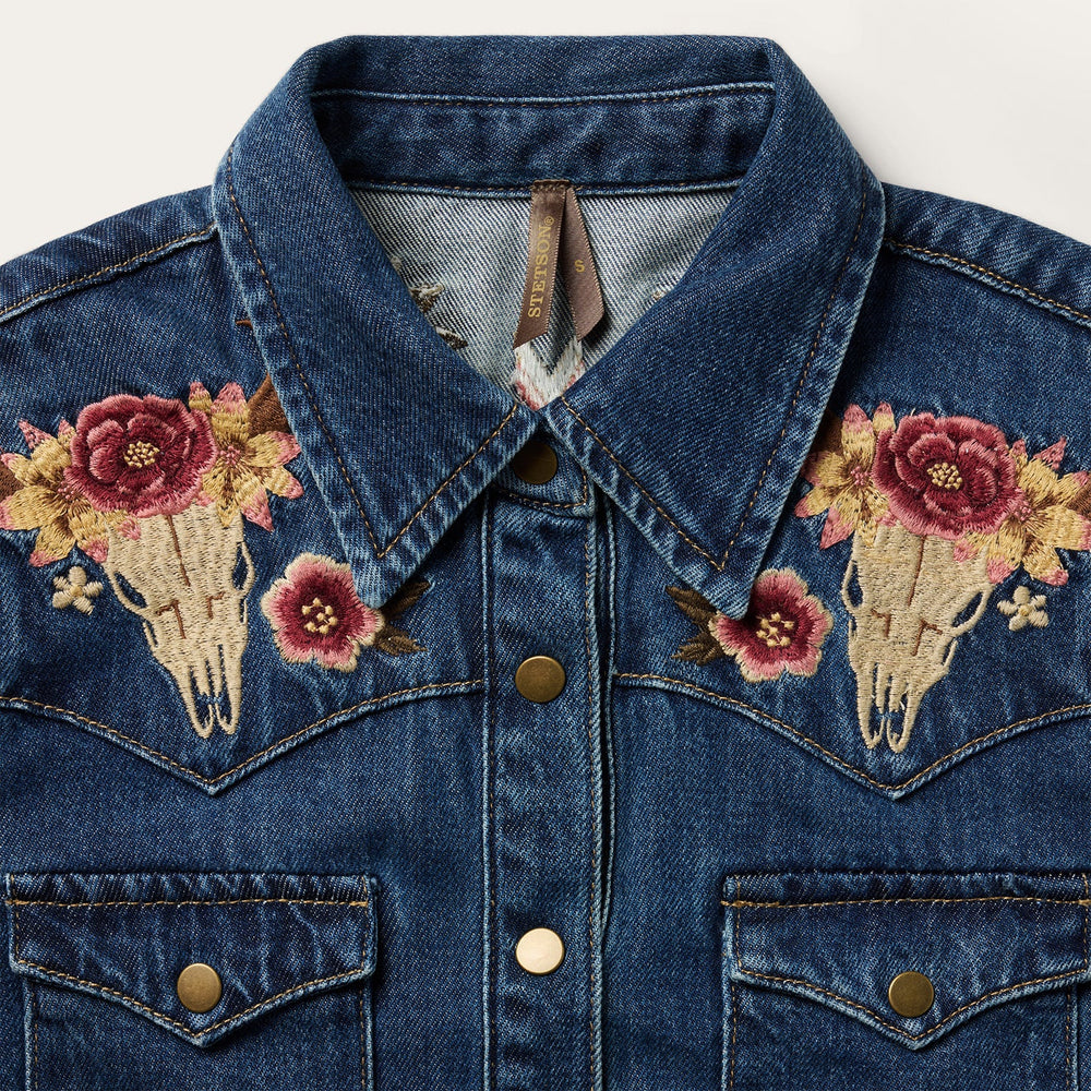 Embroidered Western Shirt Dress Blue | Stetson