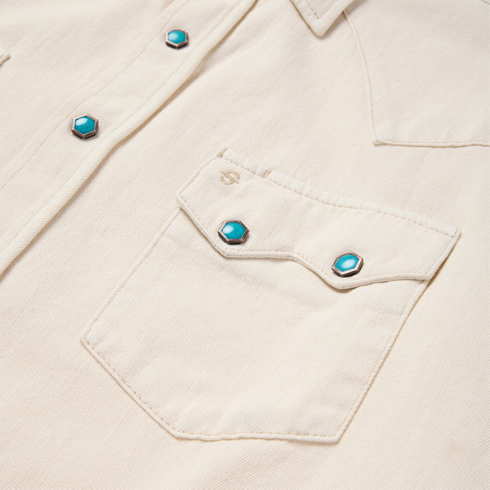 Turquoise Snap Western Denim Shirt Cream | Stetson