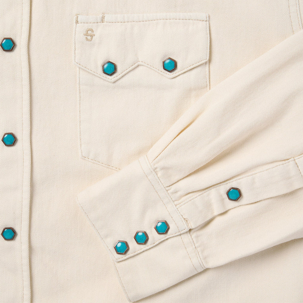 Turquoise Snap Western Denim Shirt Cream | Stetson