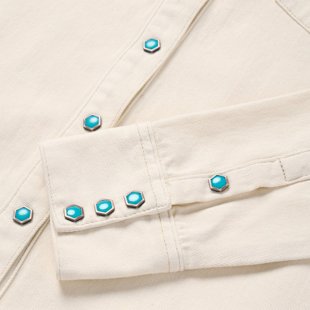 Turquoise Snap Western Denim Shirt Cream | Stetson