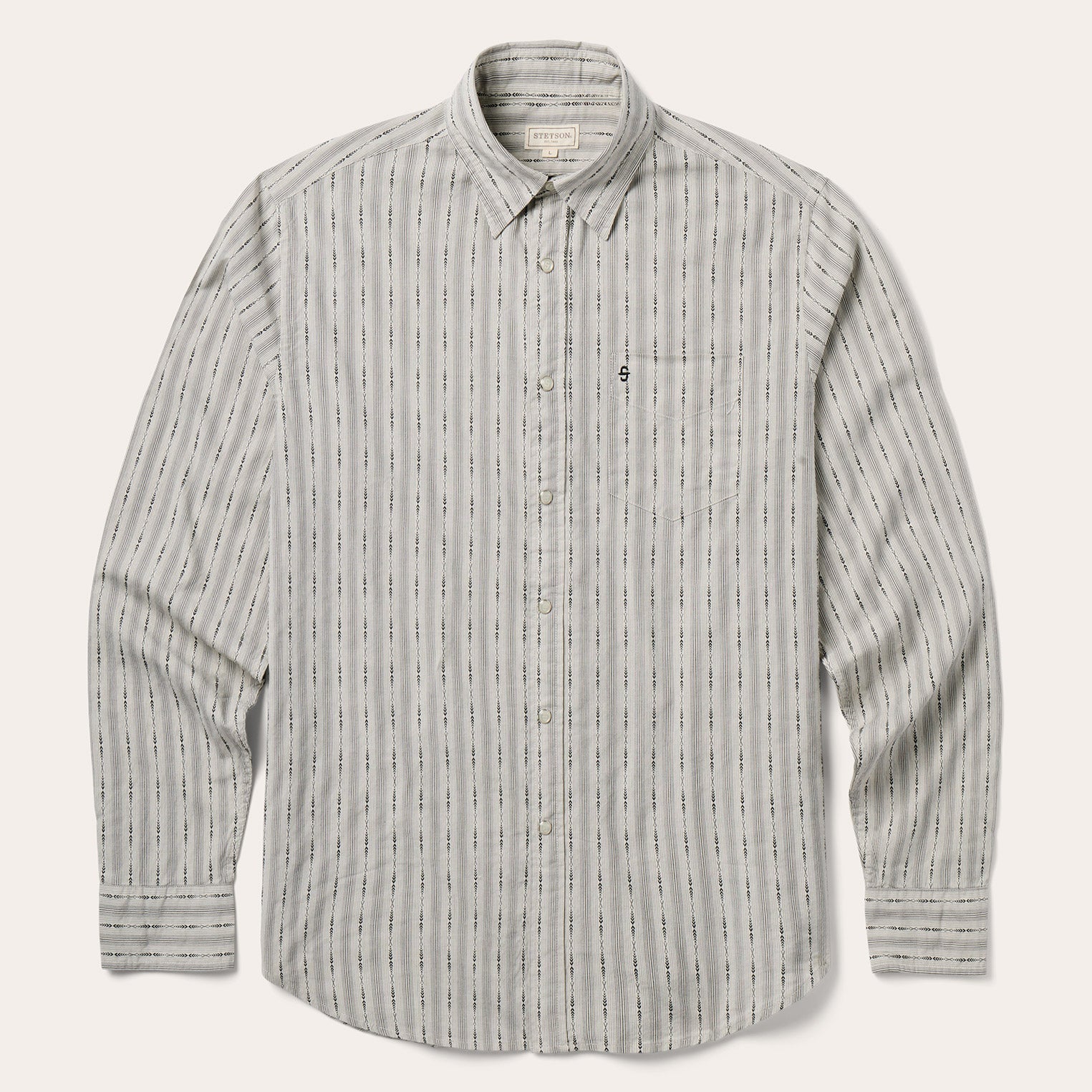 Dobby Stripe Shirt Tan | Stetson
