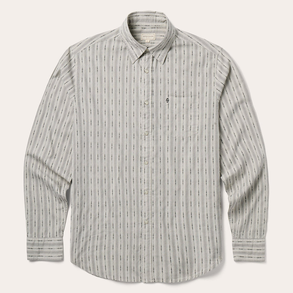 Dobby Stripe Shirt Tan | Stetson