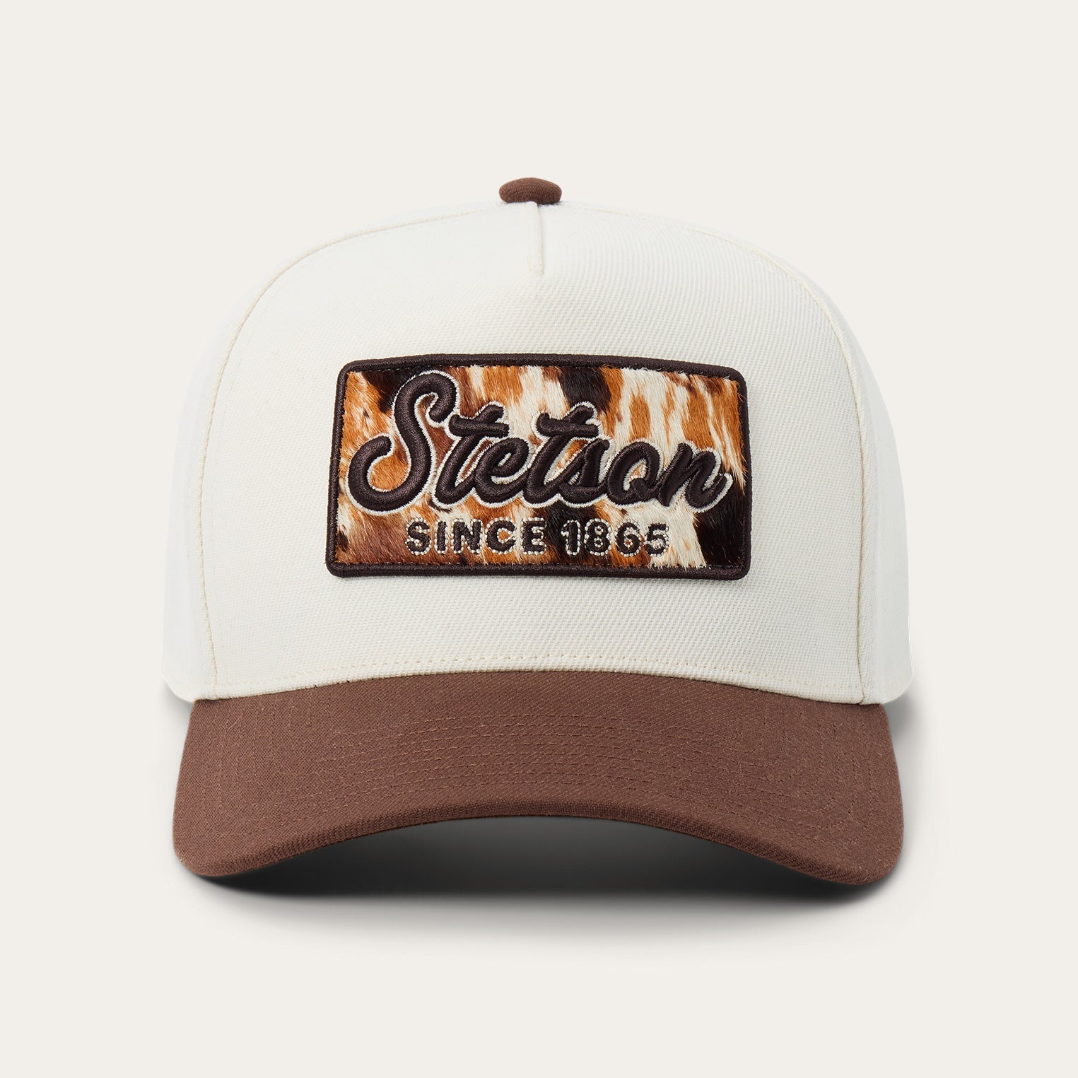Cowhide Patch Trucker Hat Off White / Brown | Stetson
