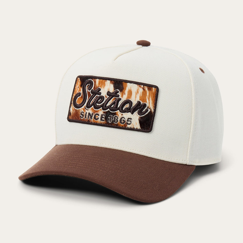 Cowhide Patch Trucker Hat Off White / Brown | Stetson