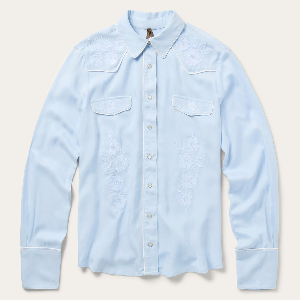 Embroidered Retro Western Shirt Blue | Stetson