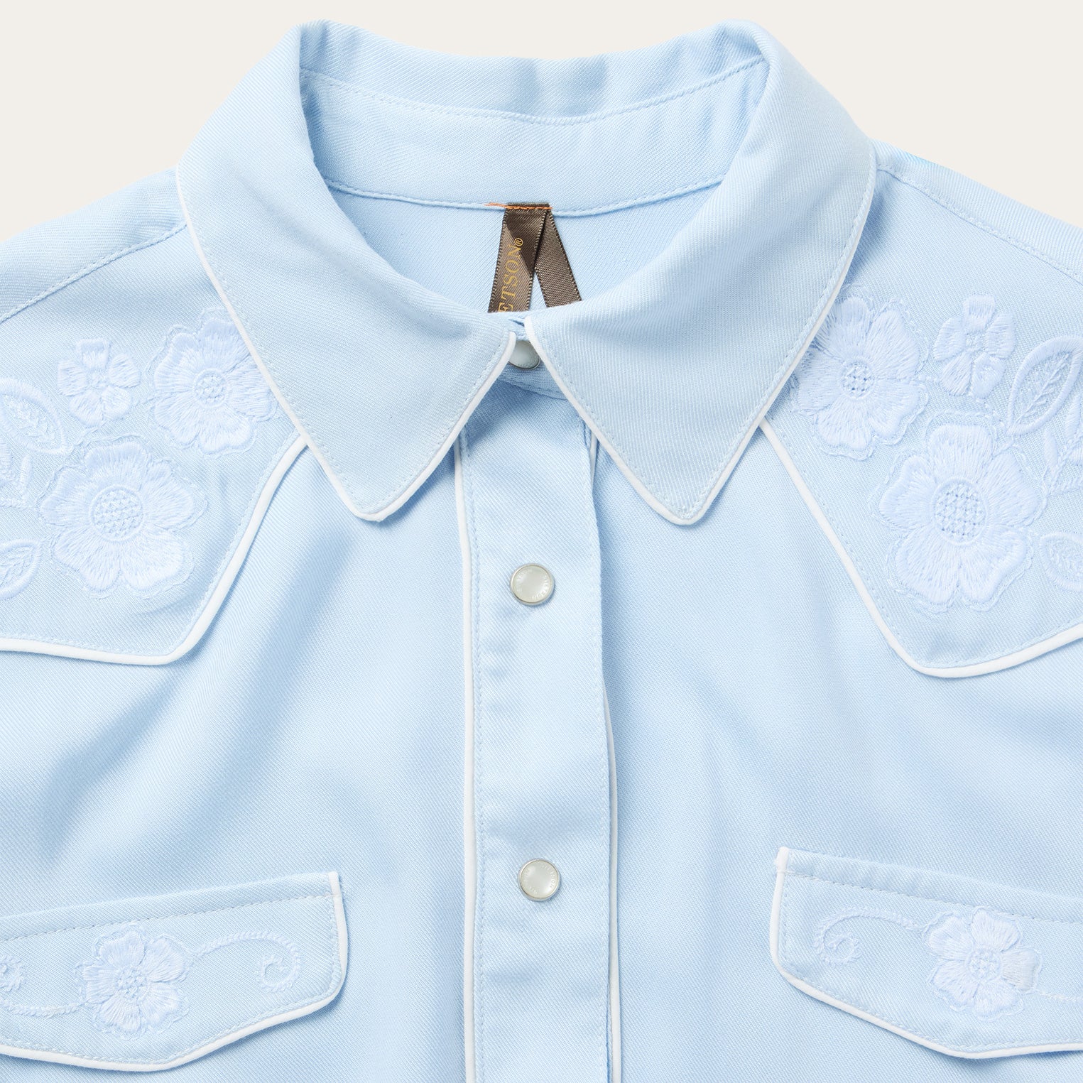 Embroidered Retro Western Shirt Blue | Stetson