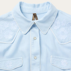Embroidered Retro Western Shirt Blue | Stetson