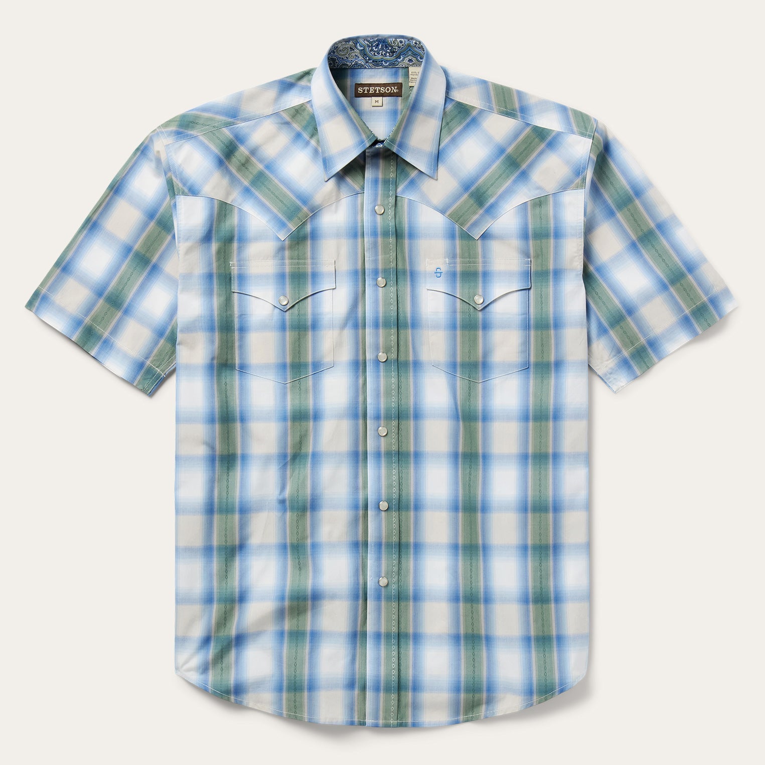 Moss Plaid Short-Sleeve Western Shirt Blue | Stetson