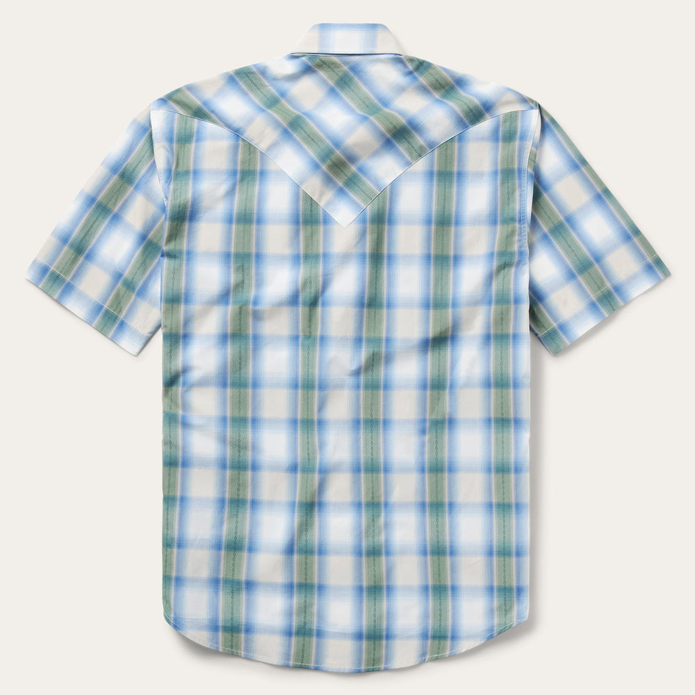 Moss Plaid Short-Sleeve Western Shirt Blue | Stetson