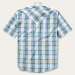 Moss Plaid Short-Sleeve Western Shirt Blue | Stetson