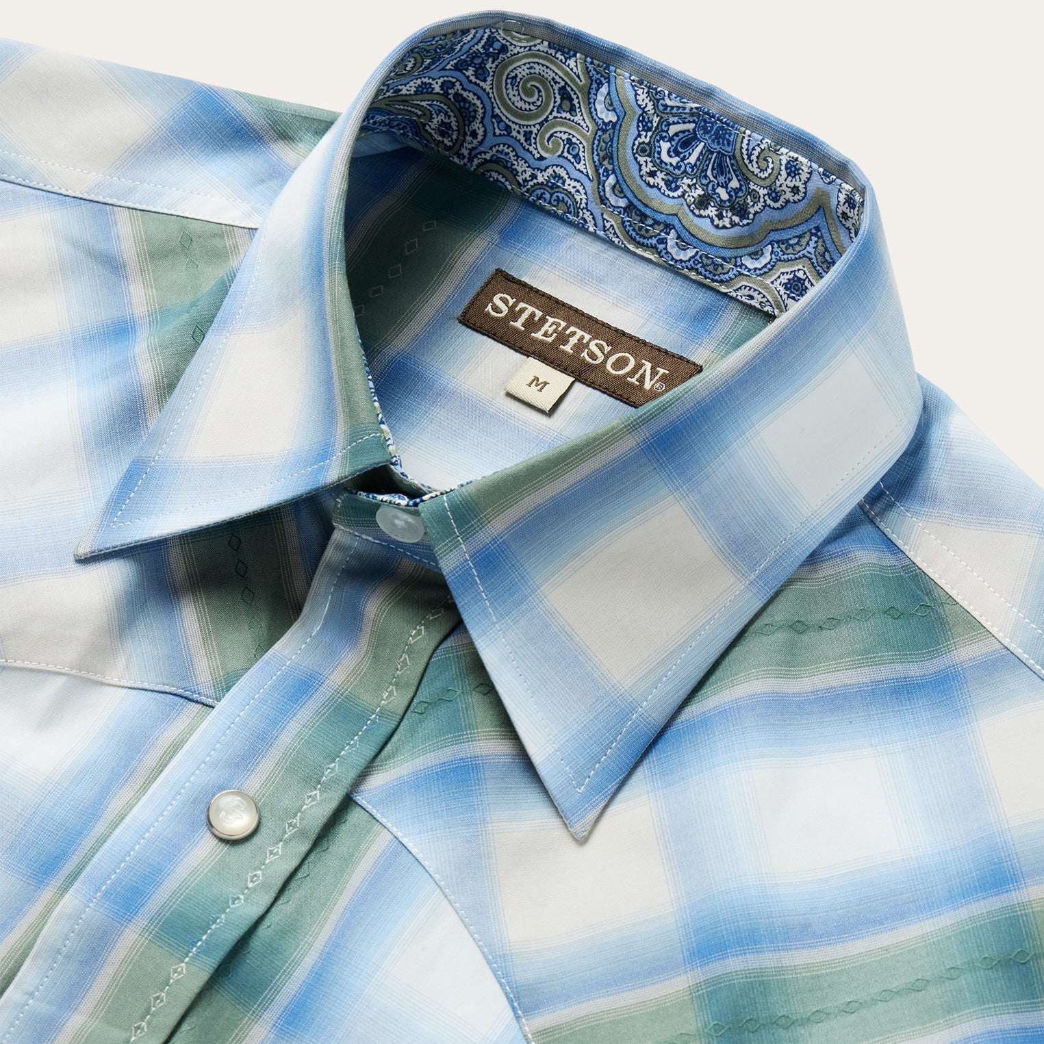 Moss Plaid Short-Sleeve Western Shirt Blue | Stetson