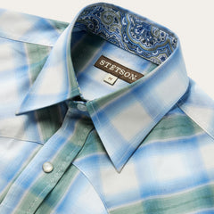 Moss Plaid Short-Sleeve Western Shirt Blue | Stetson